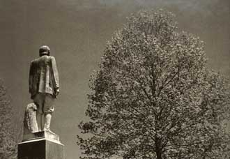 Devil Anse Hatfield stands guard over the Hatfiled cemetery Photo / Emery Jeffreys